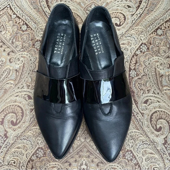 Barneys New York Women’s Black Leather Strap Loafers Flats Size 7 Made in Italy - Picture 10 of 12